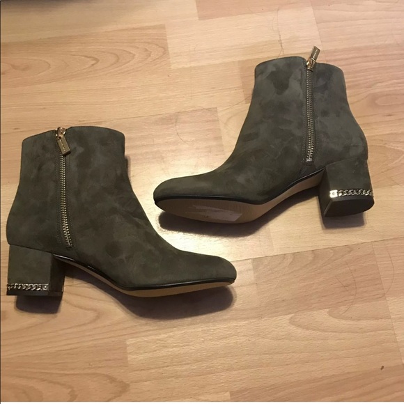 MICHAEL Michael Kors Shoes - MICHAEL Michael Kors Suede Olive Sabrina Mid Bootie 2” Size 6.5/36M